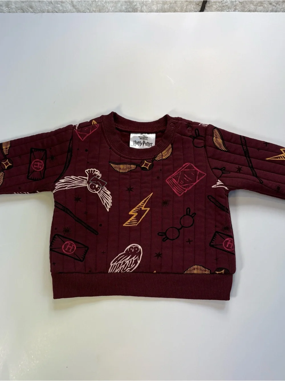 Harry Potter Kids Burgundy Print Quilted Pullover